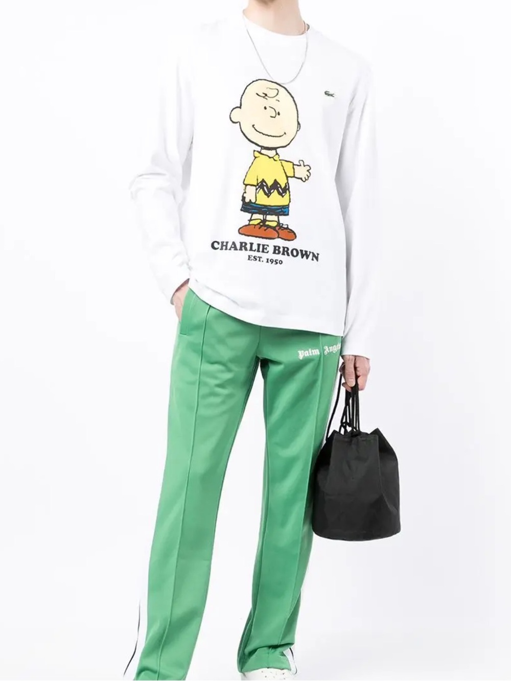 Lacoste White Charlie Brown Collab Graphic Long Sleeve Tee, Size XXL, NWT